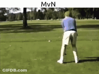 Man Swinging Golf Club At Golf Ball GIF