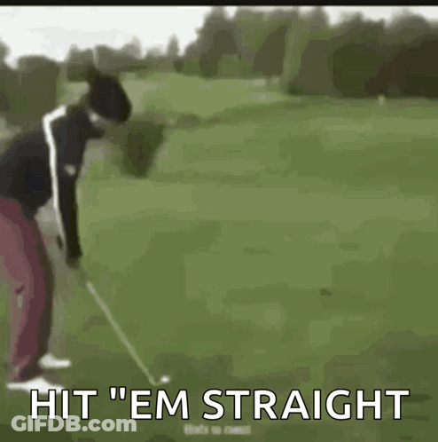 Man Swinging Golf Club Hit Em Straight GIF