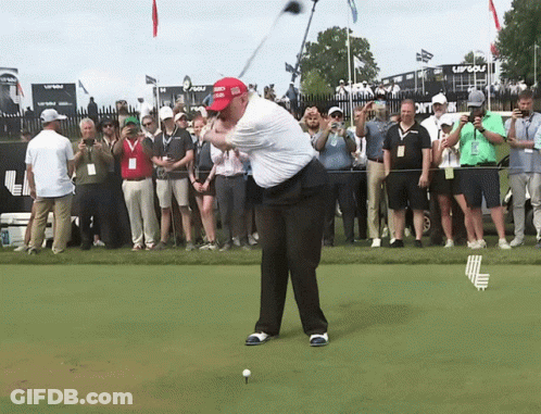 Man Swinging Golf Club In Trump Hat GIF