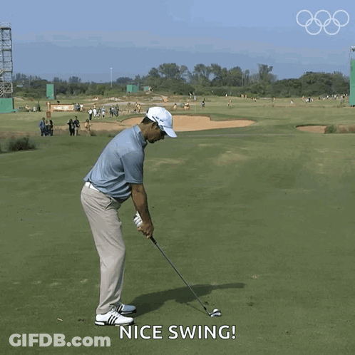 Man Swinging Golf Club Nice Swing GIF