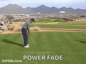 Man Swinging Golf Club Power Fade GIF