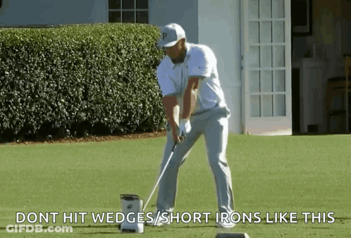 Man Swinging Golf Club Saying Don't Hit Wedges GIF