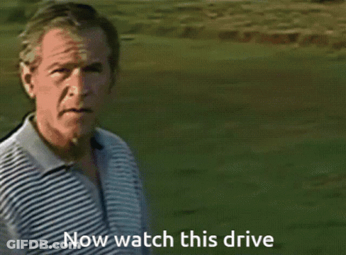 Man Swinging Golf Club Watch This Drive GIF