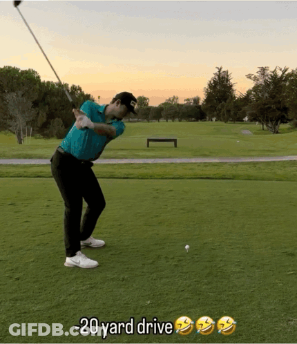 Man Swinging Golf Club With -20 Yard Drive GIF