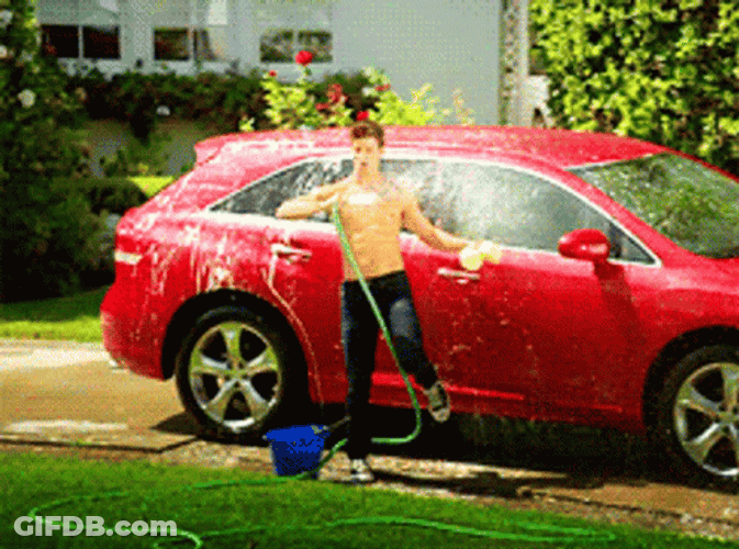 Man Taking Bath At Car Wash GIF