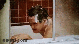 Man Taking Bath With Shampoo On Head GIF