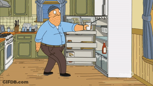 Man Taking Item Out Of CBS Refrigerator GIF