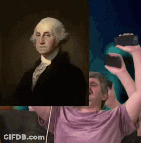 Man Taking Picture Of George Washington GIF