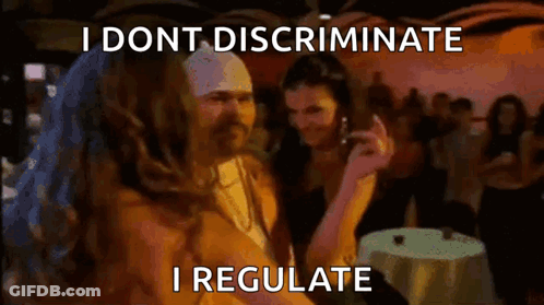 Man Taking Picture Of Woman I Dont Discriminate I Regulate GIF