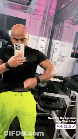 Man Taking Selfie In Gym GIF