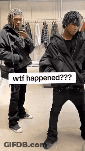 Man Taking Selfie In Mirror WTF Happened GIF
