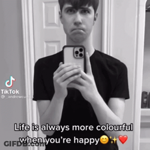 Man Taking Selfie Life Is Always More Colourful When You're Happy GIF