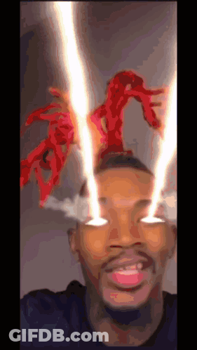 Man Taking Selfie With Dragon Statue On Head GIF