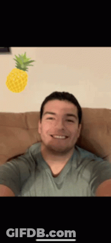 Man Taking Selfie With Pineapple On Head GIF