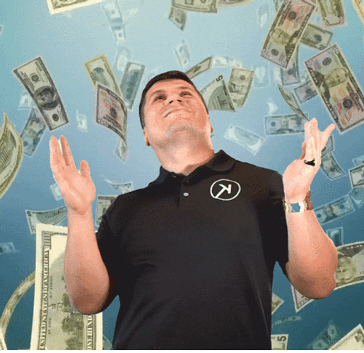 Man Taking Shower Of Dollar Bills GIF