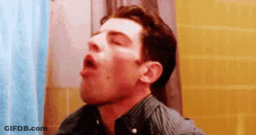 Man Taking Shower With Mouth Open GIF