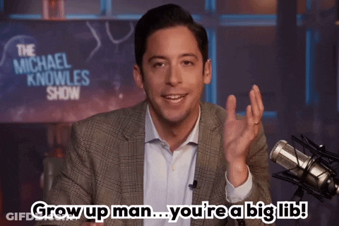 Man Talking Into Microphone Grow Up Man You're A Big Lib GIF