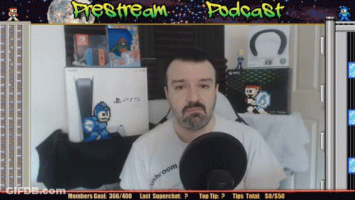 Man Talking Into Microphone In Front Of PS5 GIF