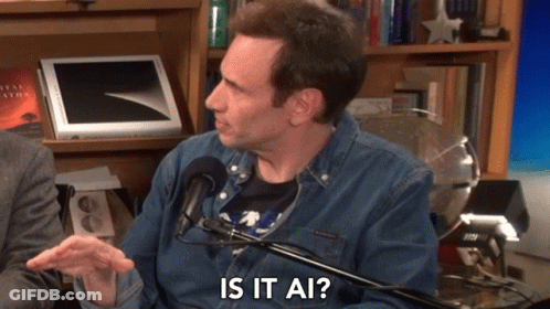 Man Talking Into Microphone Saying Is It AI GIF