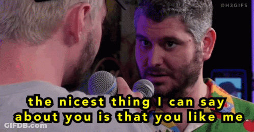 Man Talking Into Microphone Saying The Nicest Thing I Can Say About You Is That You Like Me GIF