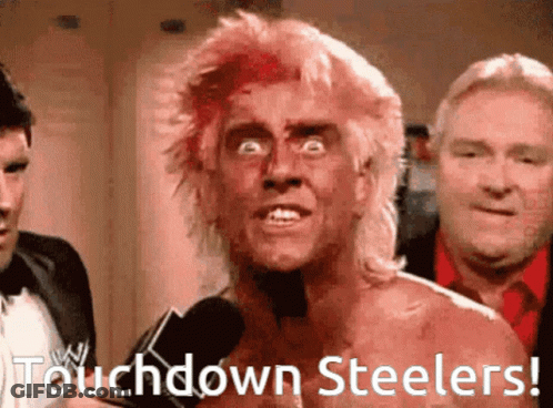 Man Talking Into Microphone Touchdown Steelers GIF