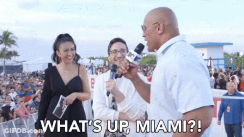Man Talking Into Microphone What's Up Miami GIF