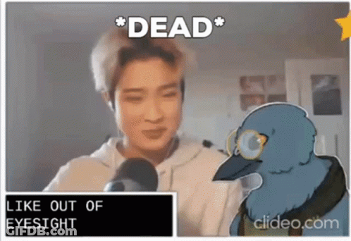 Man Talking Into Microphone With Bird Looking On GIF