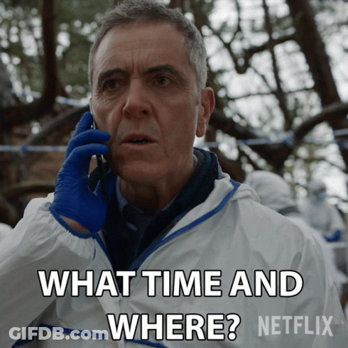 Man Talking On Cell Phone Asking What Time And Where GIF