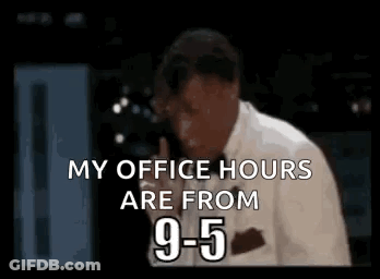 Man Talking On Cell Phone Saying My Office Hours Are From 9-5 GIF