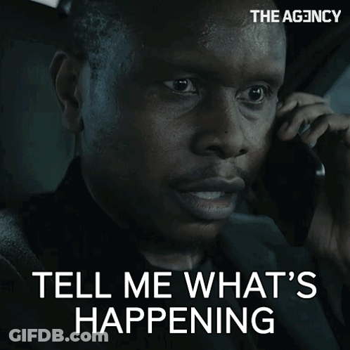 Man Talking On Cell Phone Saying Tell Me What's Happening GIF
