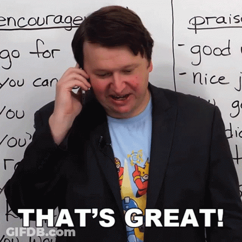 Man Talking On Cell Phone Says That's Great GIF