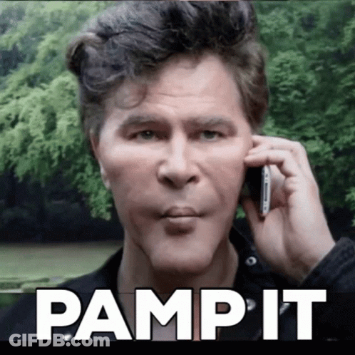 Man Talking On Cell Phone With Pamp It GIF