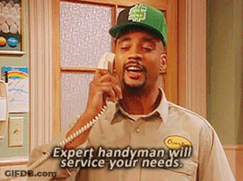 Man Talking On Phone Expert Handyman Will Service Your Needs GIF