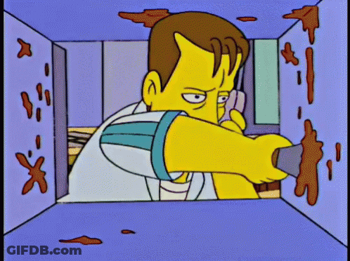 Man Talking On Phone Holding Knife GIF