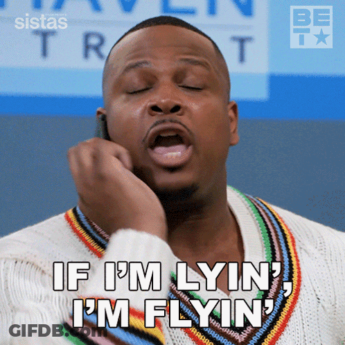 Man Talking On Phone Saying If I'm Lying I'm Flying GIF