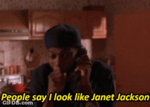 Man Talking On Phone Saying People Say I Look Like Janet Jackson GIF