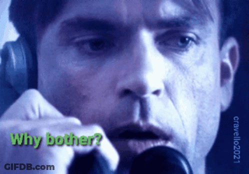 Man Talking On Phone Saying Why Bother In Green GIF