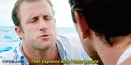 Man Talking To Another Man On Boat Saying That Explains Why I Hate People GIF