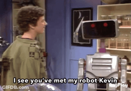 Man Talking To Robot Kevin GIF