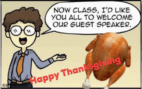 Man Talking To Turkey Saying Happy Thanksgiving GIF