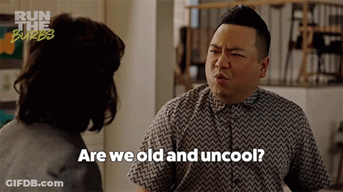 Man Talking To Woman Are We Old And Uncool GIF
