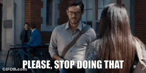 Man Talking To Woman Saying Please Stop Doing That GIF