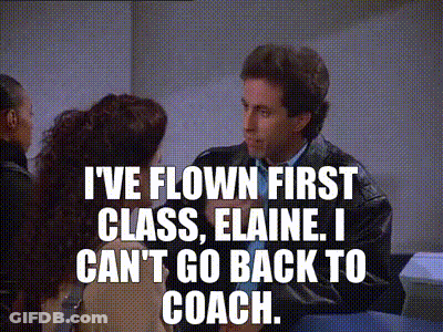 Man Talking To Woman Says I've Flown First Class Elaine GIF