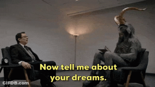Man Talks Demon Now Tell Me About Your Dreams GIF