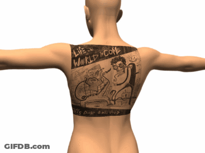 Man Tattoo Back Says Life In World Income GIF