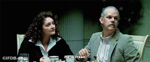 Man Telling Woman He Is Risen GIF