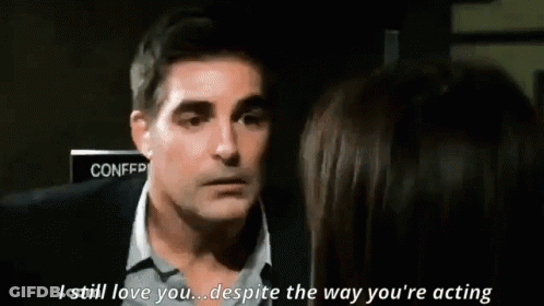 Man Telling Woman I Still Love You Despite Your Acting GIF