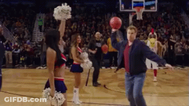 Man Throwing Basketball At Cheerleader GIF