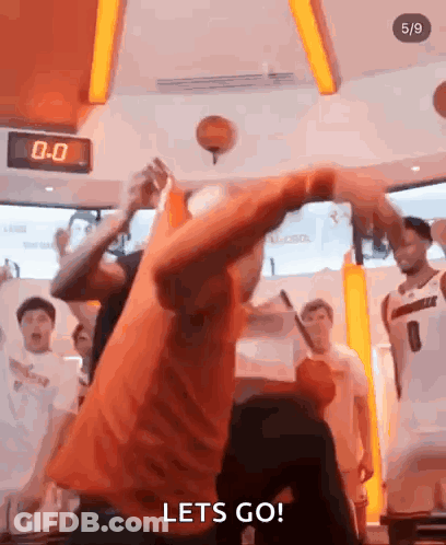 Man Throwing Basketball Says Lets Go GIF