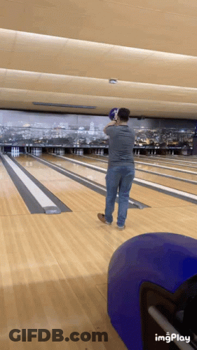 Man Throwing Bowling Ball With Imgplay Logo GIF